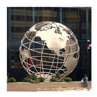 Décoration de paysage extérieure personnalisée Globe carte du monde Sculpture en acier inoxydable