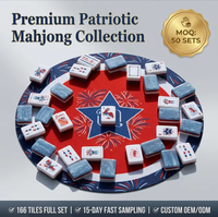 Mahjong Personnalisé Style Américain avec Pièces en Métal Effet Feux d'Artifice, 4 Joueurs, Divertissement de Casino, Tapis à Motif Gravé, Vente Chaude