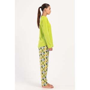 KADIN P.SUPREM XXL O YAKA UZUN KOL ETEGI OVAL PIJAMA TAKIM - สีเขียว - สีเขียว - Product Image 3