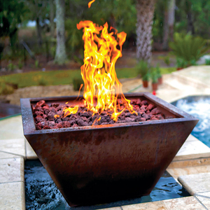 Fontaine de jardin Corten Steel Rusty Color Water Feature avec foyer à gaz - Product Image 3