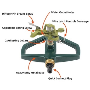 Aspersor de Agua de Impacto con Base Metálica Giratoria de 360 Grados de Alta Resistencia <span class=keywords><strong>para</strong></span> Riego de Jardín y Césped - Product Image 3