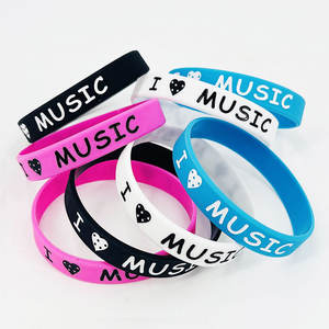 Classic Trendy Fashion style Eu amo MÚSICA Punk <span class=keywords><strong>Rock</strong></span> <span class=keywords><strong>Band</strong></span> Silicone Wrap Pulseira para Unisex Presente De Casamento Festas Feriados - Product Image 6