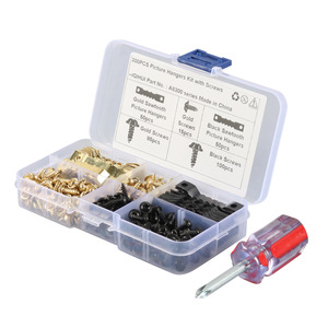 Colgadores de cuadros Golden Sawtooth con tornillos y destornillador, 50 unidades en negro y dorado, 100 unidades cada uno para colgar en la pared - Product Image 2