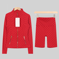 Ensemble de yoga 2 pièces à col montant et taille haute, en Spandex/Nylon, respirant, séchage rapide, écoresponsable, avec veste et short liftant – Meilleures ventes