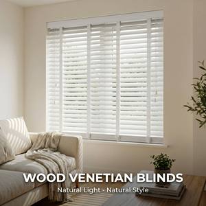 Persianas Venecianas <span class=keywords><strong>de</strong></span> Madera Horizontales <span class=keywords><strong>de</strong></span> Paulownia Pintadas <span class=keywords><strong>de</strong></span> Color Liso con <span class=keywords><strong>Cinta</strong></span> <span class=keywords><strong>de</strong></span> Faldón y Lamas <span class=keywords><strong>de</strong></span> 50mm con Bloqueo UV Integrado Duraderas - Product Image 1