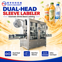 Machine d'étiquetage de manchons thermorétractables électrique à double tête entièrement automatique avec PLC, applicateur d'étiquettes industriel pour bouteilles de boissons