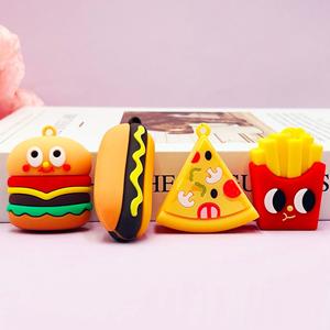 Benutzer definierte Luxus Pommes Frites Pizza Dekoration Mini Hamburger Donut Chips Fußball Soft PVC Schlüssel bund Anhänger - Product Image 4
