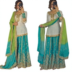 Party Wear Wedding Diwali White Color Georgette Embroidery Sequence Work Dupattas - Product Image 1