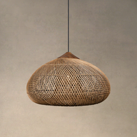 Luminaire suspendu en rotin tissé à la main avec LED, lumière naturelle, hauteur réglable, taille moyenne, pour la maison et l'hôtel, design Wabi-sabi