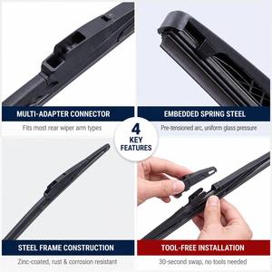Lame d'essuie-glace arrière multifonctionnelle 9-16 pouces universelle pour voiture, SUV, camion, <span class=keywords><strong>pare</strong></span>-<span class=keywords><strong>brise</strong></span> arrière, essuie-glace en caoutchouc auto - Product Image 3