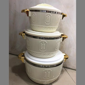 Elegant 3Pcs Insulated Food <strong>Warmer</strong> Set 2.5L 4.5L 6.5L Thermal Casserole Embossed <strong>Wheat</strong> Pattern Gold Trim Hot Party Serving Dish - Product Image 6