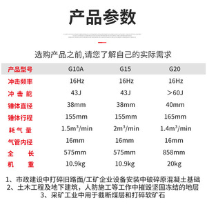 Horse Handheld Pneumatic Pick G20 Air Pick 858mm 0.63Mpa Mining Construction Tool - Product Image 3