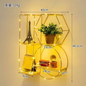 Offre Spéciale bricolage mural décor à la maison fer bois étagère de rangement géométrique Style nordique <span class=keywords><strong>support</strong></span> nouveauté <span class=keywords><strong>support</strong></span> artistique - Product Image 4