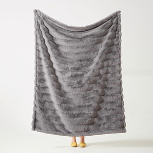 850gsm mịn mềm dày sang trọng hai mặt cắt sọc giả lông thuần chay bong bóng chăn màu xanh lá cây đôi viền ném - Product Image 2