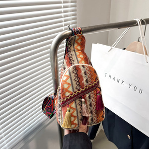 Marsupio in tela stile etnico 2024 primavera per donna marsupio colorato marsupio con borsa a tracolla regolabile - Product Image 5