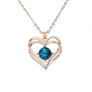 Collana con Cuore e Pietra Portafortuna Placcata in Oro Rosa con Scritta 'Ti Amo per Sempre' - Product Image 1