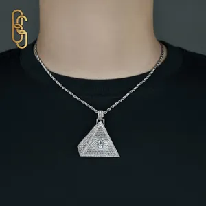 Wholesale Pass Diamond Tester Ice Out VVS Moissanite Silver 1.5Inch Islam Allah Logo Religion Necklace Pendant