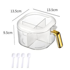 Tarro de Plástico para Sal y Pimienta, Caja de Almacenamiento de Especias, Contenedor con Cucharas, Estante para Especias de Cocina, Conservación de Frescura, Multifunción - Product Image 6