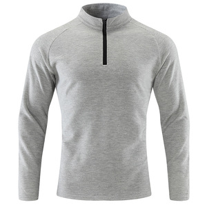 Maglia Sportiva a <span class=keywords><strong>Maniche</strong></span> <span class=keywords><strong>Lunghe</strong></span> da Uomo, Asciugatura Rapida, Collo Alto, Autunnale, per Fitness, Corsa, Casual, con Zip, Traspirante, per Allenamento - Product Image 2
