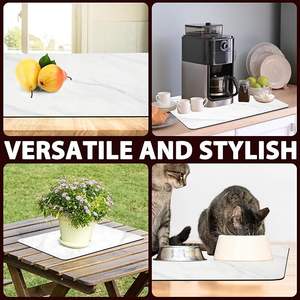 Tapis de séchage de vaisselle <span class=keywords><strong>pour</strong></span> comptoir de cuisine Tampon de séchage de vaisselle super absorbant avec tapis arrière en caoutchouc antidérapant <span class=keywords><strong>pour</strong></span> Machine à café - Product Image 4