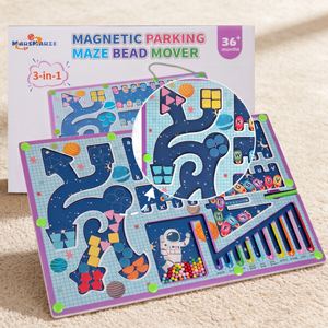 Giocattoli Educativi Montessori in Legno Certificati CE CPC per Bambini e Neonati, Gioco 3-in-1 con Forme, Lettere e Numeri, Labirinto di Perline - Product Image 4