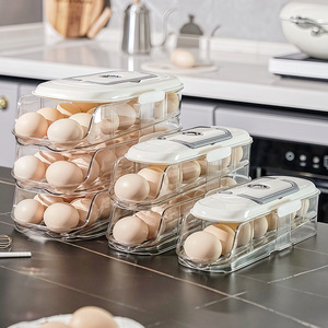 Boîte de <span class=keywords><strong>rangement</strong></span> à œufs rectangulaire en plastique pour porte latérale de réfrigérateur avec système de déroulement automatique et design réversible - Product Image 1