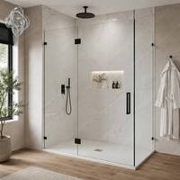 Mampara de Ducha Corredera Moderna Minimalista sin Marco, Panel Fijo de Vidrio Templado Transparente de 8 mm, Resistente, para Uso en Hoteles y Apartamentos