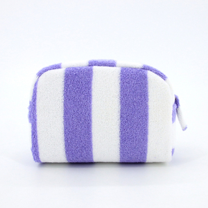 Bolsa de Maquillaje de Tela de Rizo con Rayas Suaves, Bolsa de Maquillaje Personalizada para Regalo, Bolsa de Cosméticos Portátil para Viajes - Product Image 6