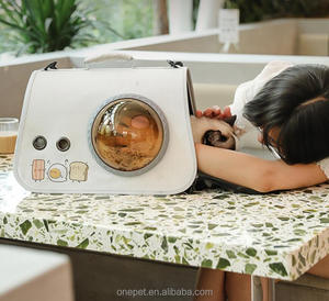 Lüks evcil hayvan sırt çantası katlanabilir uzay kapsülü tasarım fermuar nefes küçük kedi köpek omuzdan askili çanta açık taşıyıcı baskılı - Product Image 6