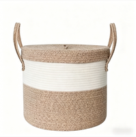 Grand panier de rangement tressé de style moderne et luxueux, écologique, avec poignée durable, panier à linge pliable avec couvercle
