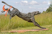 Statue d'animal personnalisée en bronze coulé (panthère, léopard, guépard) – Grande sculpture 3D en métal pour décoration extérieure de jardin