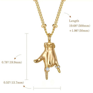 Collier Fanhua en acier inoxydable plaqué or 18 carats, étanche et inaltérable, avec zircon, motif geste « Je t'aime » – Nouveauté TikTok - Product Image 4