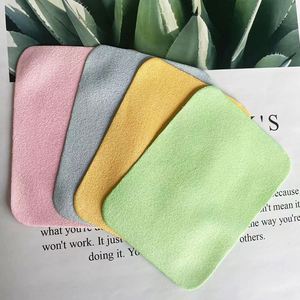 รับสกรีนโลโก้ตามสั่ง ผ้าไมโครไฟเบอร์กำมะหยี่ขนาด 10x10 ซม. สีเบจชมพู สำหรับทำความสะอาดนาฬิกาและแว่นตา ขายส่ง - Product Image 2