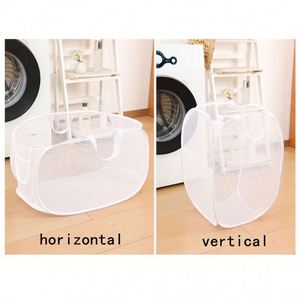 Durable Collapsible <b>Baskets</b> Mesh Pop up With Side Pocket Foldable Clothes Storage Hamper for <b>Laundry</b> Gift - Product Image 2