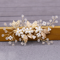 Diadème pour femmes, bijoux, or clair, accessoire de mariage, accessoires de mariée, peigne à cheveux en strass et perles