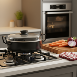 Olla para guisar RIESS Grandma's con tapa de vidrio de 3.5 Qt para uso en estufa y horno - Product Image 3