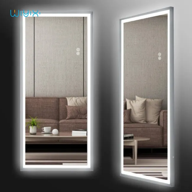 Waterproof dimmable LED full body floor mirror for bathroom, bedroom and living room