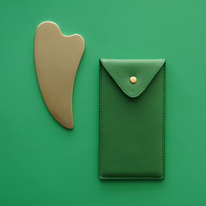 Japanese and Korean style minimalist gua sha board protective case, PU leather gua sha massager storage <b>bag</b>, facial beauty gua - Product Image 3