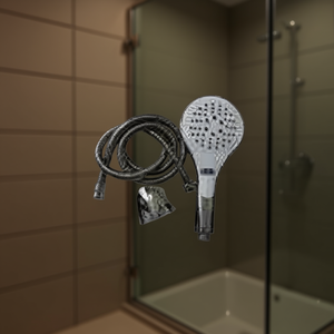 Elite Shower Head Set 1.5m Hose Chrome Finish Wall Mounted Round Brass Contemporary Design - Product Image 2