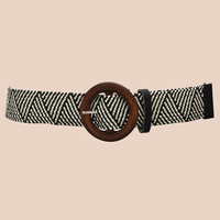 Ceinture élastique tressée à la mode pour femme avec boucle en rotin, en paille PP extensible, pour robes – Grande Vente