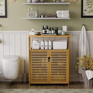 Meuble <span class=keywords><strong>de</strong></span> <span class=keywords><strong>rangement</strong></span> d'entrée SYT en bambou, gain <span class=keywords><strong>de</strong></span> place, <span class=keywords><strong>avec</strong></span> <span class=keywords><strong>porte</strong></span> coulissante pour équipement quotidien, idéal pour les coins - Product Image 1