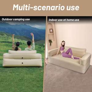 Canapé à double <span class=keywords><strong>air</strong></span> pliable robuste chaise longue de plage gonflable extérieure pour salon camping pique-niques avec housse en tissu - Product Image 6