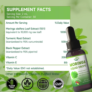 Private Label OEM Moringa Leaf Extract Liquid Drops for Energy, Antioxidant, Joint & Gut Health Green Superfood Supplement - Product Image 2