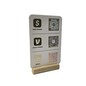 Soporte Vertical para Letreros con Código QR de Acrílico Artful Cosmos, con Base de Madera, para Publicidad en Restaurantes y Comercios, Estilo Elegante - Product Image 2