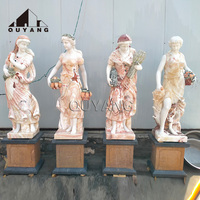 QUYANG Intérieur Classique Pierre Statue Décoration Marbre Naturel Figure Européenne Statue Marbre Quatre Saisons Femme Sculpture