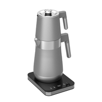 Hotsy Double Couche En Acier Inoxydable 1.7L + 1L Bouilloires Et Théière Ensemble Portable Samovar Électrique Turc Maker Bouilloire Théière