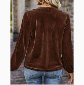 Blusas Holgadas de Terciopelo para Mujer, Tops de <span class=keywords><strong>Manga</strong></span> Larga para Otoño y Primavera, Casuales, Transpirables, Lisas - Product Image 4