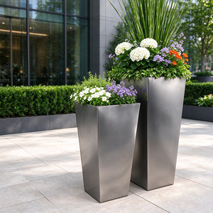 Modern Luxury Stainless Steel Large Tall Flower Pots Gold Silver Black Finish Indoor Outdoor Custom Metal <b>Garden</b> Planter Box - Product Image 3