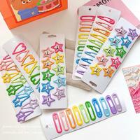 Tengxing Lot de 10 pinces à cheveux durables en métal, couleurs bonbon, en forme de cœur et d'étoile, petites pinces BB pour jeunes filles