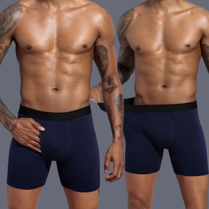 Boxer Aderenti da Uomo EU USA in Cotone con Logo Personalizzato, Tinta Unita Sportivi con Gamba Lunga e Apertura Frontale, Taglie Forti - Product Image 4